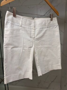 Express White Bermuda Shorts with Clean Front Seams